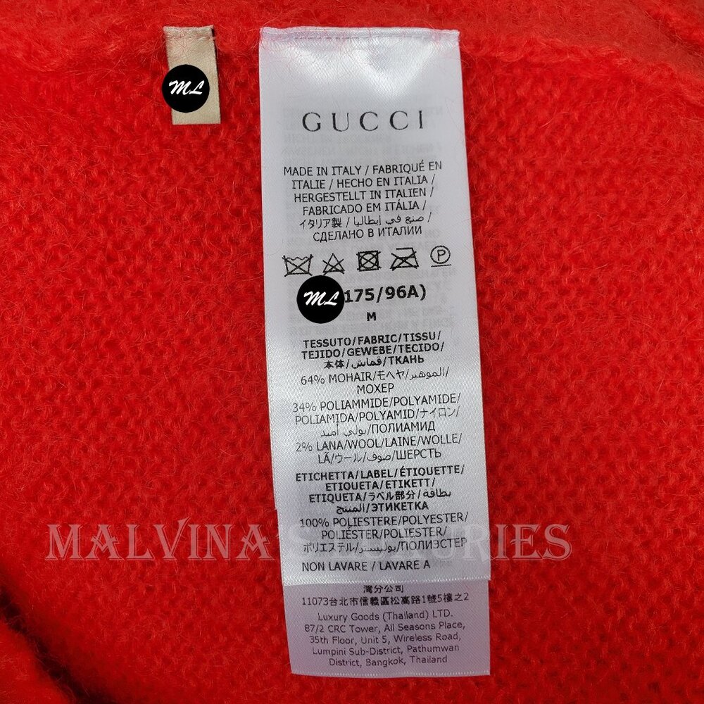 GUCCI MENS SWEATER RED MOHAIR KNIT WOOL V-NECKLINE TOP sz M / MEDIUM - Picture 14 of 16